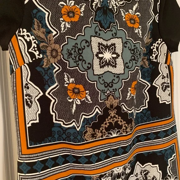 Banana Republic Black and Orange Geometric Mini Dress - Picture 3 of 6